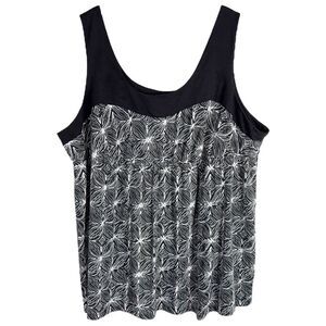 Faded Glory Plus Size 4X Top 26W 28W Sleeveless Tunic Tank Black‎ Knit Long 1432